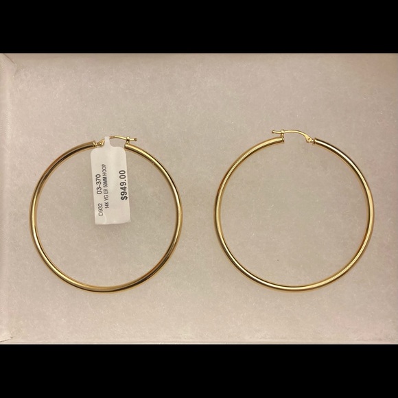14K Gold Hoop Earrings 2” - Picture 2 of 5